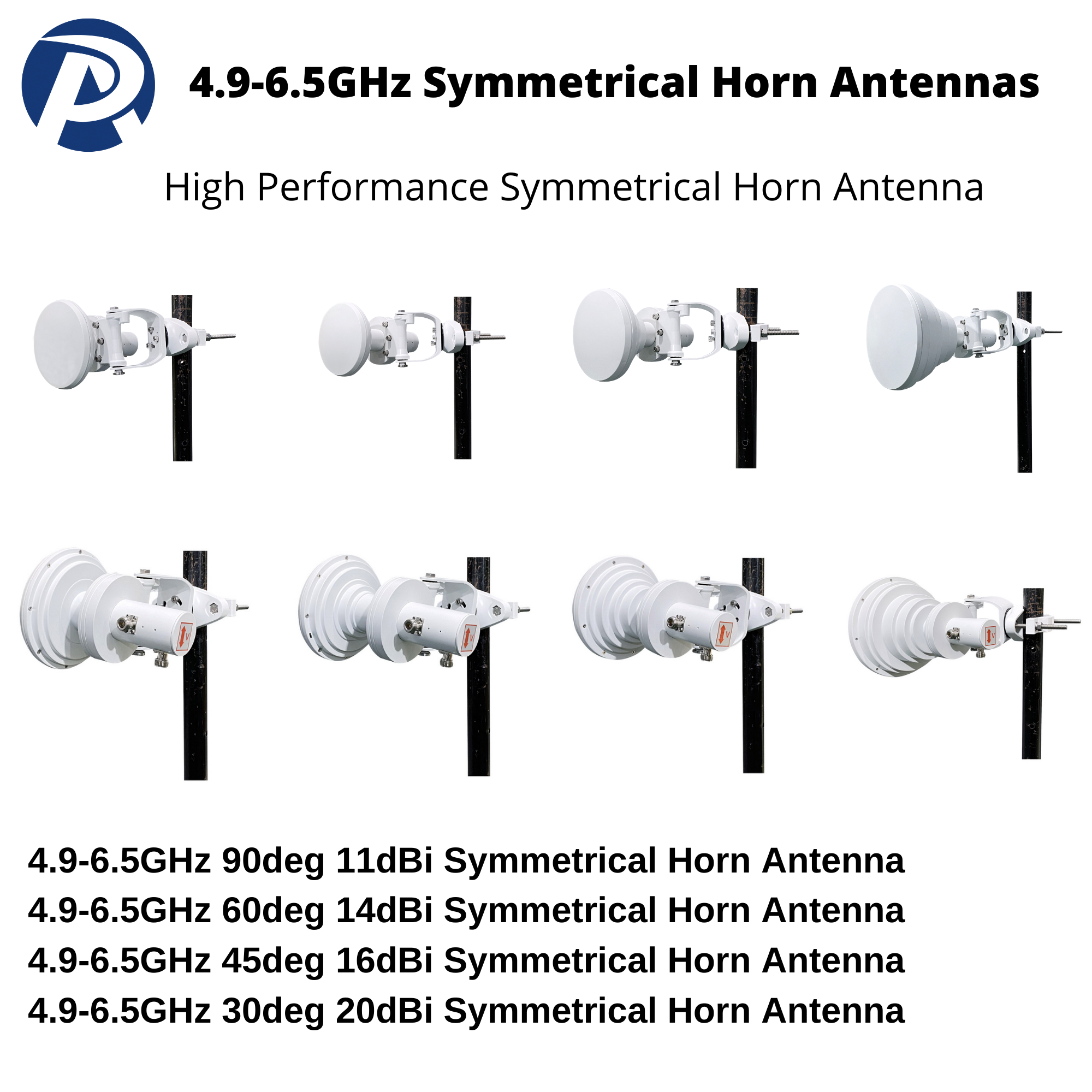 4.9-6.5GHz Symmetrical Horn Antennas