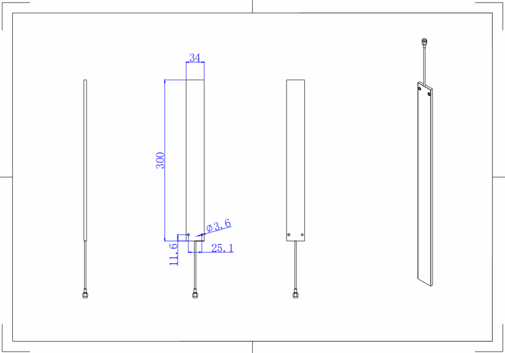 2.5dBi Ultra Slim UHF RFID Antenna - 300x34x5mm