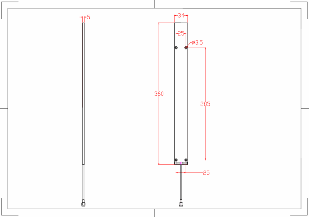 2.5dBi Ultra Slim UHF RFID Antenna - 360x34x5mm