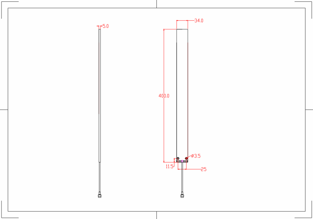 4dBi Ultra-Slim UHF RFID Antenna - 400x34x5mm