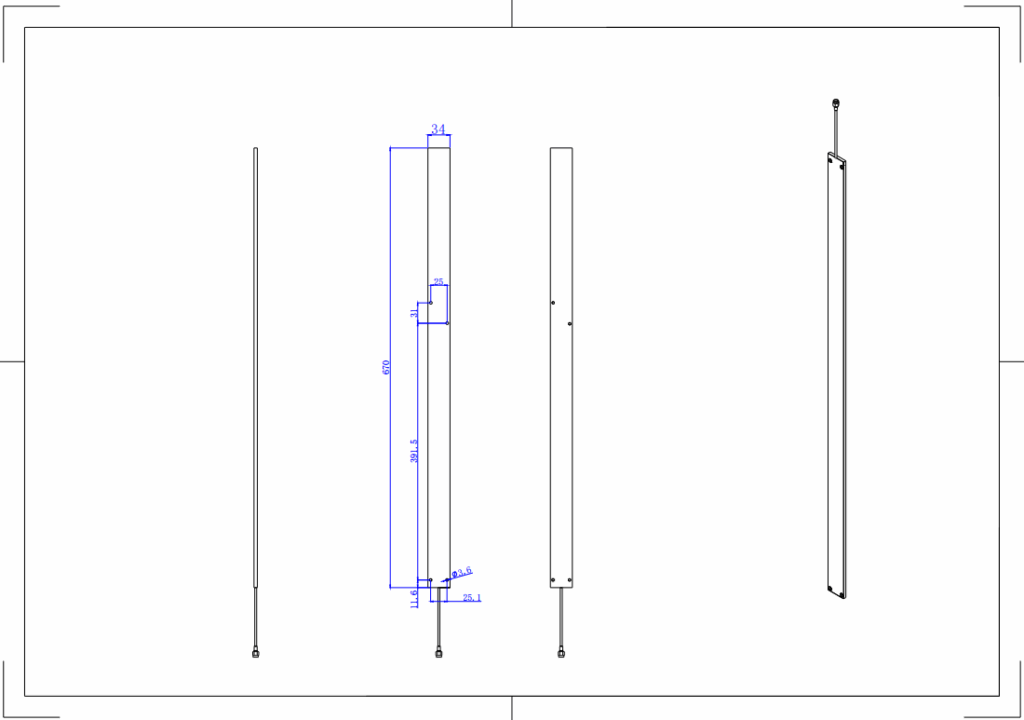 5.5dBi Ultra-Slim UHF RFID Antenna - 670x34x5mm