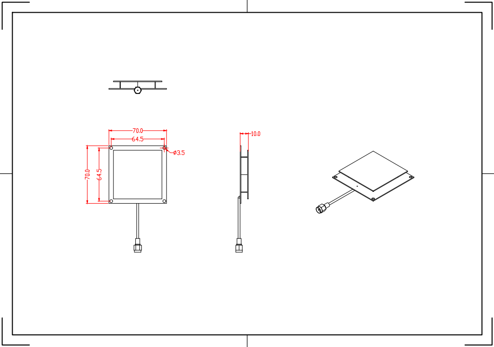 5dBi PCB UHF RFID Antenna - 70x70mm