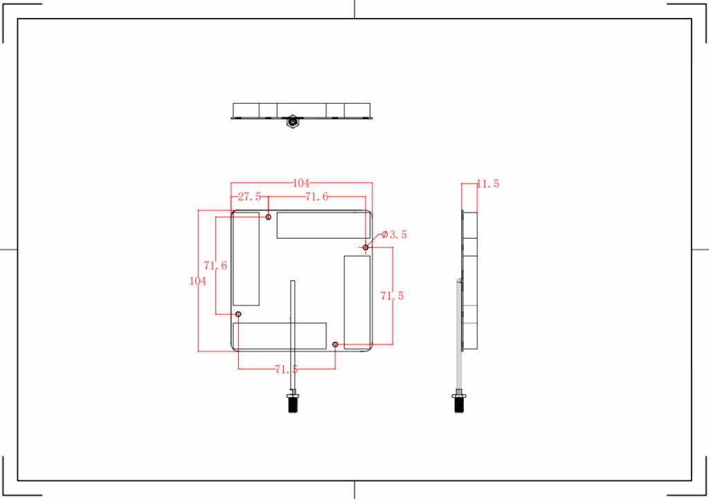 6dBi Quadrifiliar UHF RFID Antenna - 104x104mm