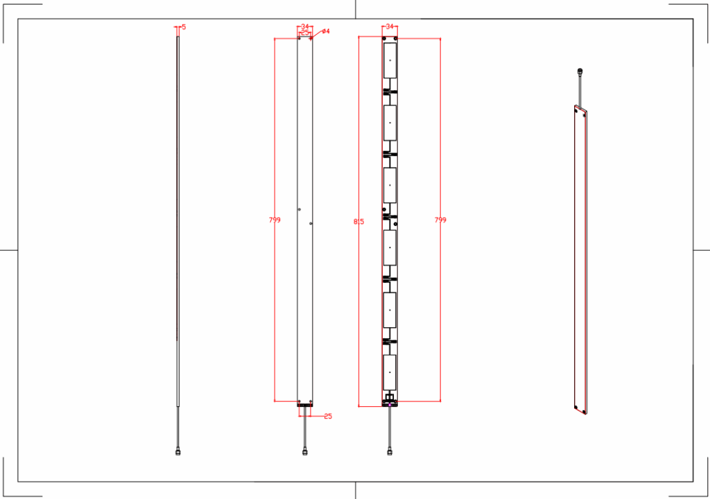 6dBi Ultra-Slim UHF RFID Antenna - 815x34x5mm