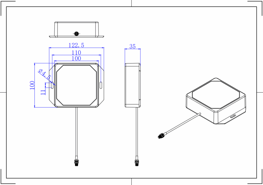 5dBi UHF RFID Desktop Integrated Reader Antenna