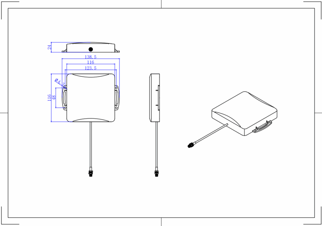 5dBi UHF RFID VehicleForklift Antenna - 116x116mm
