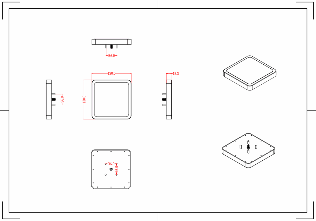 6dBi UHF RFID Patch Antenna - 130x130mm