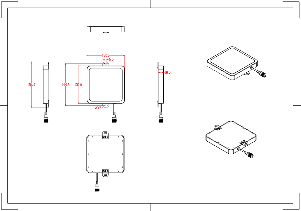 6dBi UHF RFID Smart Cabinet Antenna