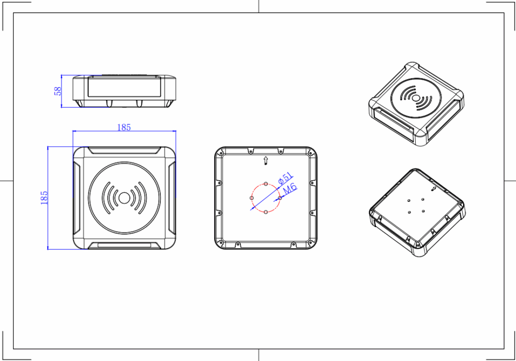 7dBi UHF RFID Access Control Integrated Reader Antenna