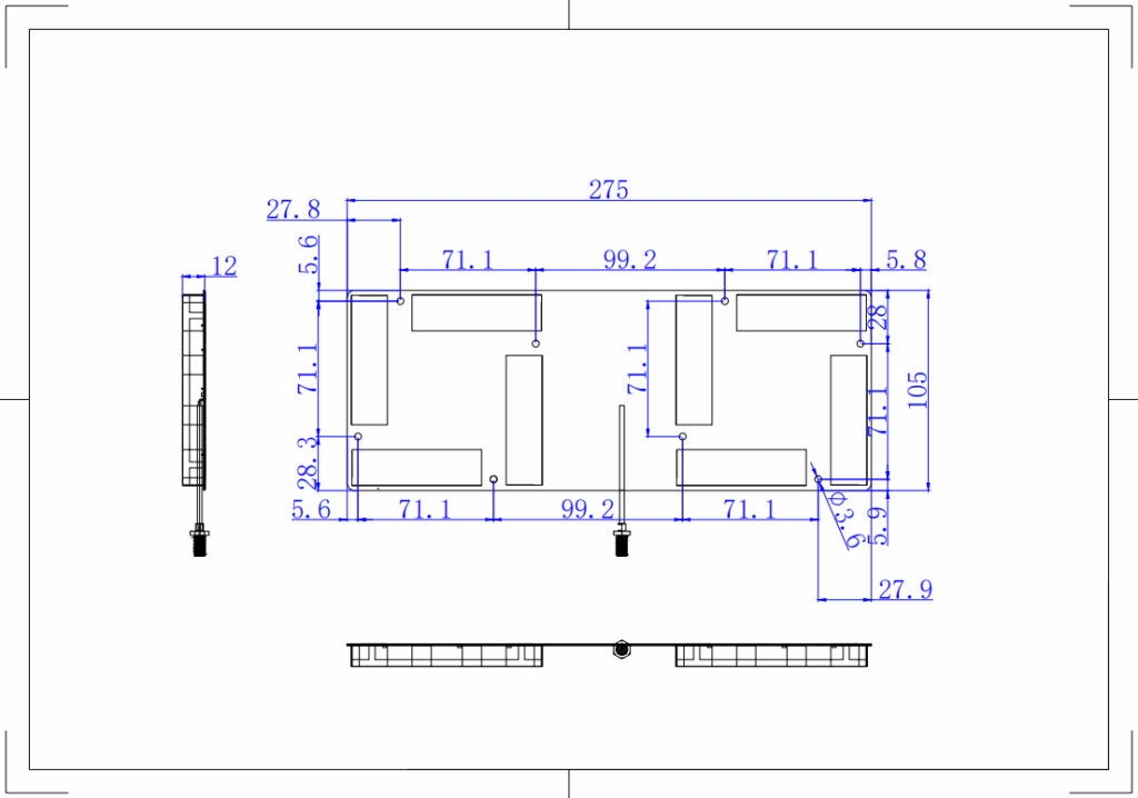 8dBi UHF RFID Narrow Beam Embedded Shelf Antenna – 275x105x12mm