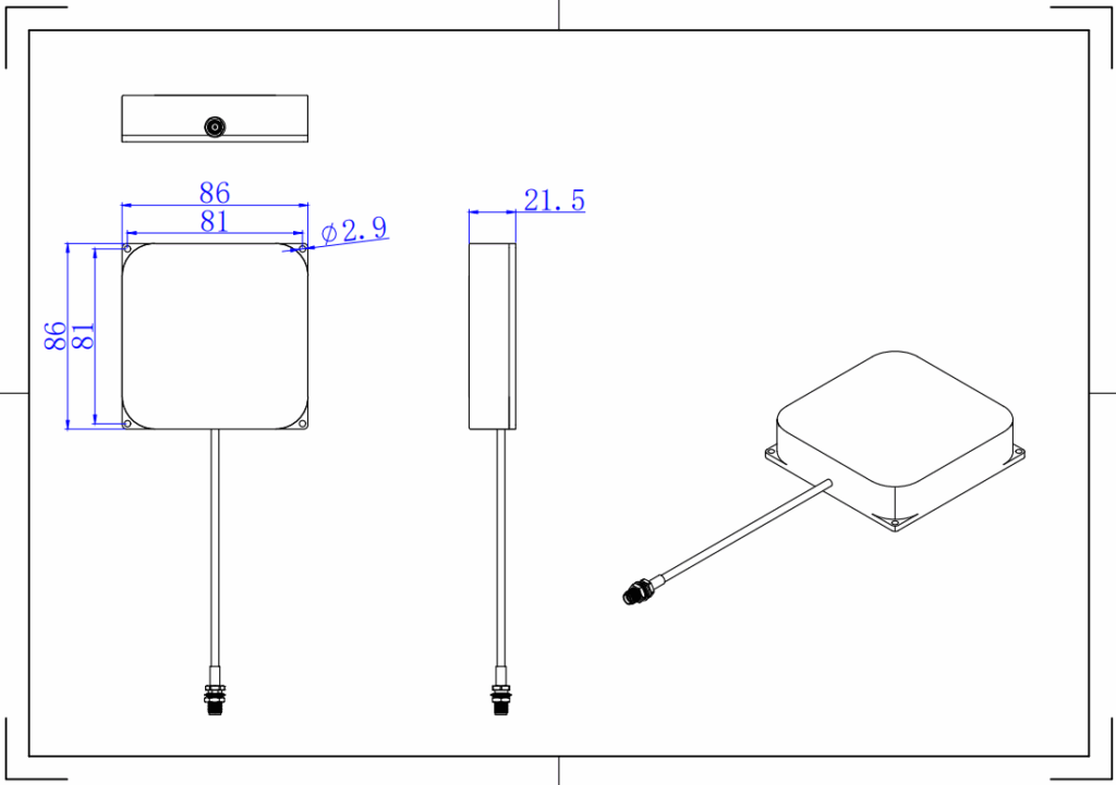 Compact UHF RFID Panel Antenna - 86x86mm