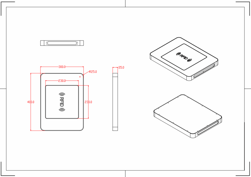 UHF RFID Desktop Inventory Antenna - 400x300x35mm