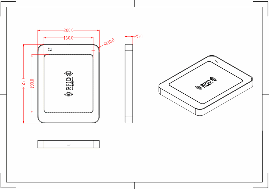 UHF RFID Mini Checkout Station Antenna - 255x200x25mm