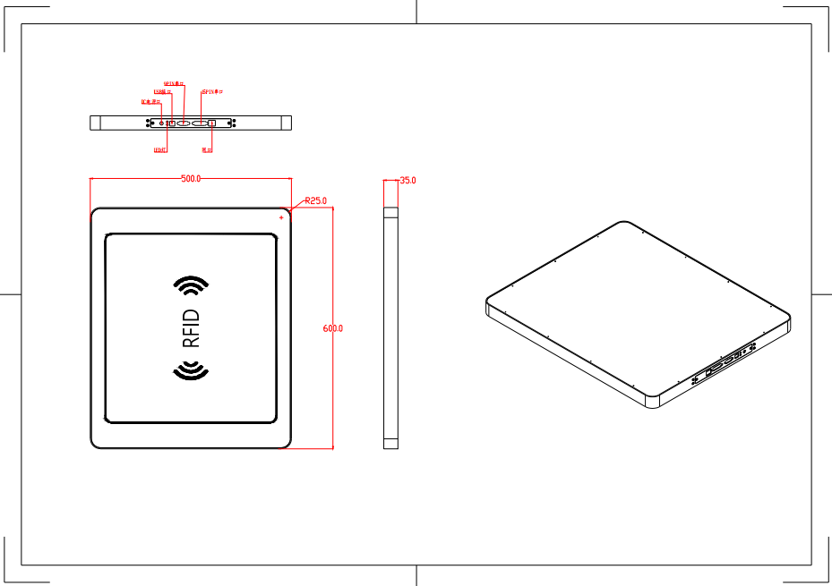UHF RFID Wide Checkout Counter Antenna - 600x500x35mm