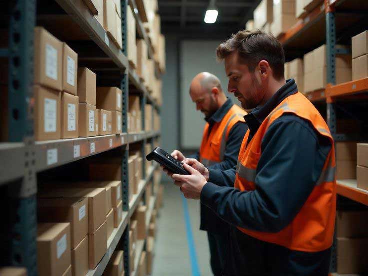 RF Reader using UHF RFID ceramic antenna in warehouse